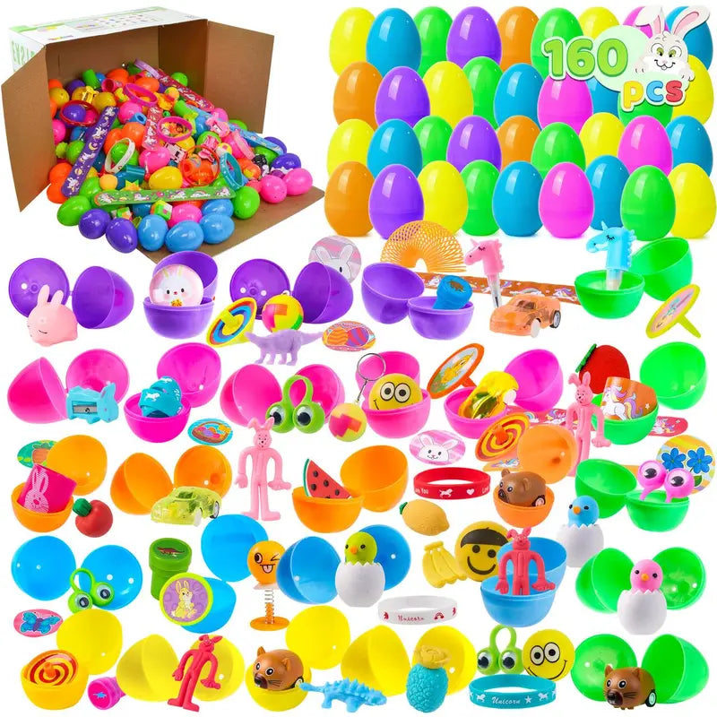 BARKOMA® Prefilled Easter Eggs Toys and Stickers for Easter Egg Hunt, Filled with Toys Party Favors for Kids Boys Girls Easter Eggs Hunt, Basket Stuffers Fillers, Classroom Prize Supplies Kids Outdoor Play