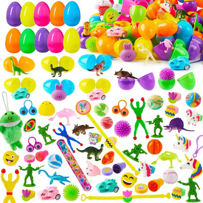 BARKOMA® Prefilled Easter Eggs Toys and Stickers for Easter Egg Hunt, Filled with Toys Party Favors for Kids Boys Girls Easter Eggs Hunt, Basket Stuffers Fillers, Classroom Prize Supplies Kids Outdoor Play