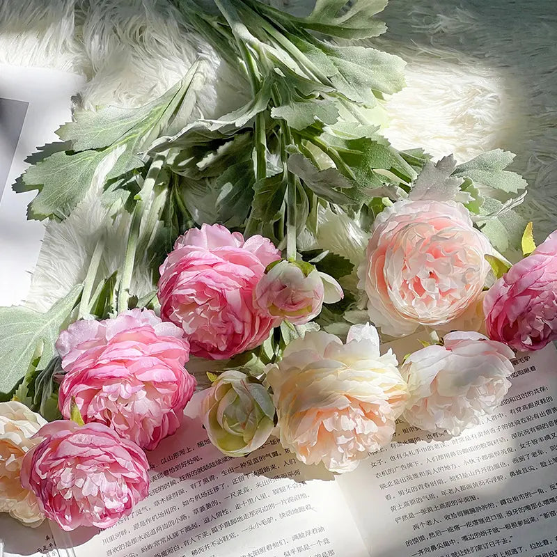 BARKOMA® Peony Bouquet — 20 Stems (≈60 Heads), 50 cm, Bendable Stems for Wedding & Home Décor (Vase Not Included)